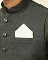 alt message - Manyavar Men Warm White Satin Pocket Square image number 0